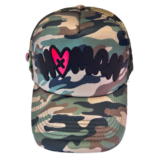 Loveville “H❤️MAN” Trucker Hat – Camo