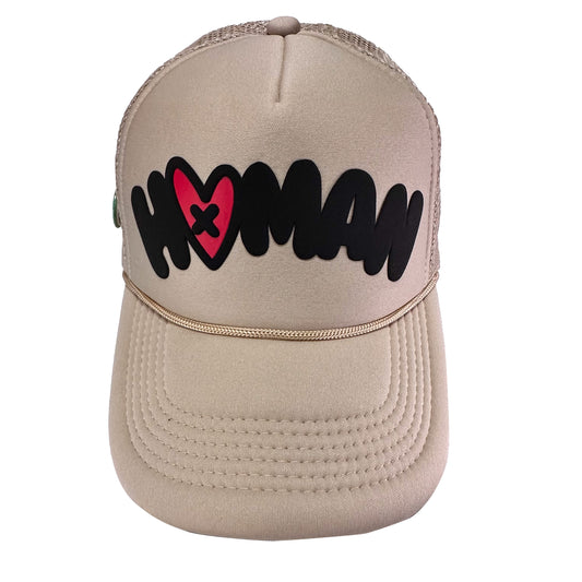 Loveville “H❤️MAN” Trucker Hat – Tan