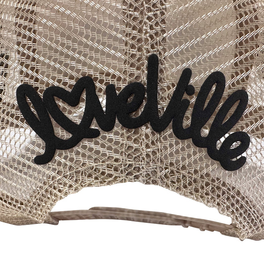 Loveville “H❤️MAN” Trucker Hat – Tan